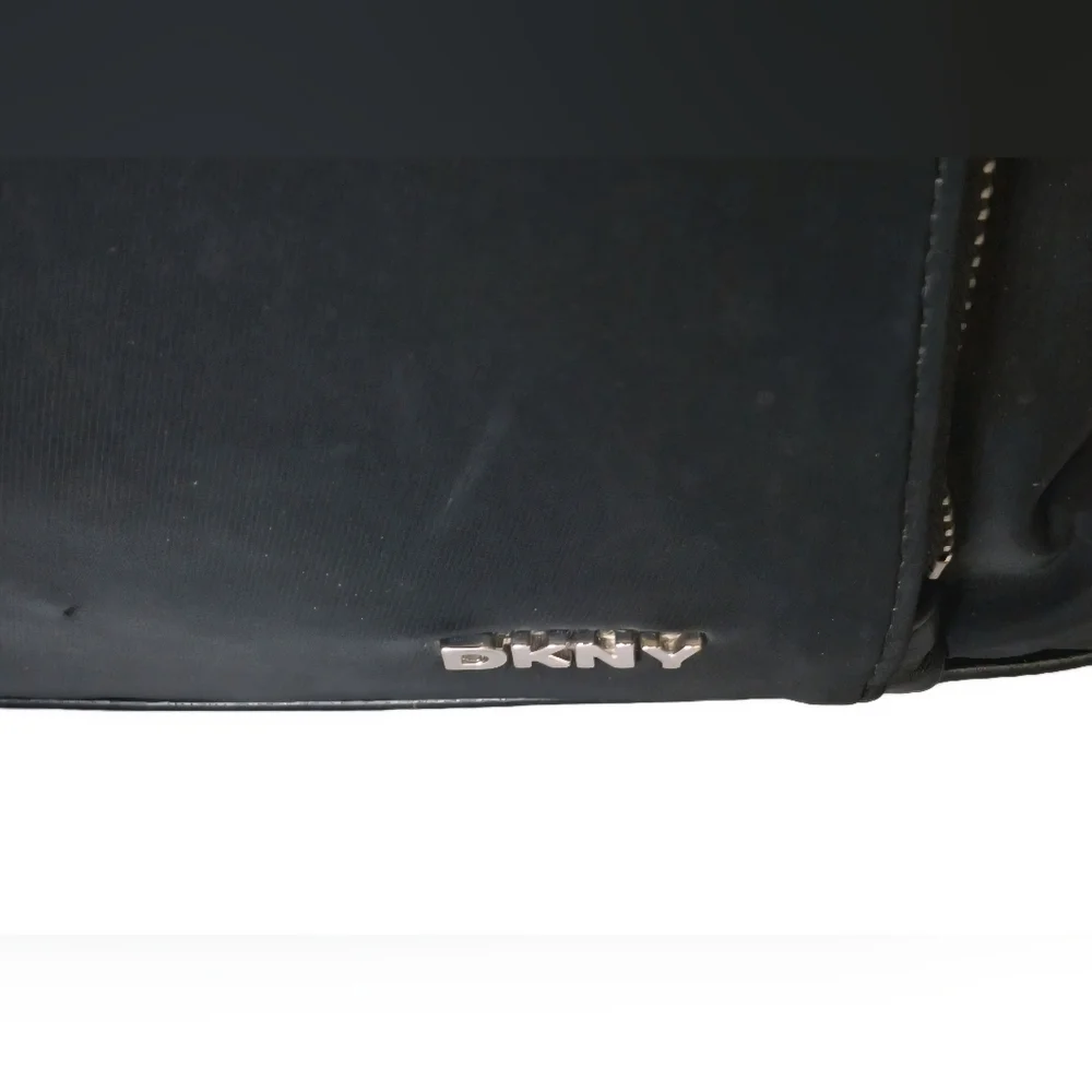 Dkny Black Faux Leather Soft Zip Multi Compartment Sport Backpack Guitar Strap